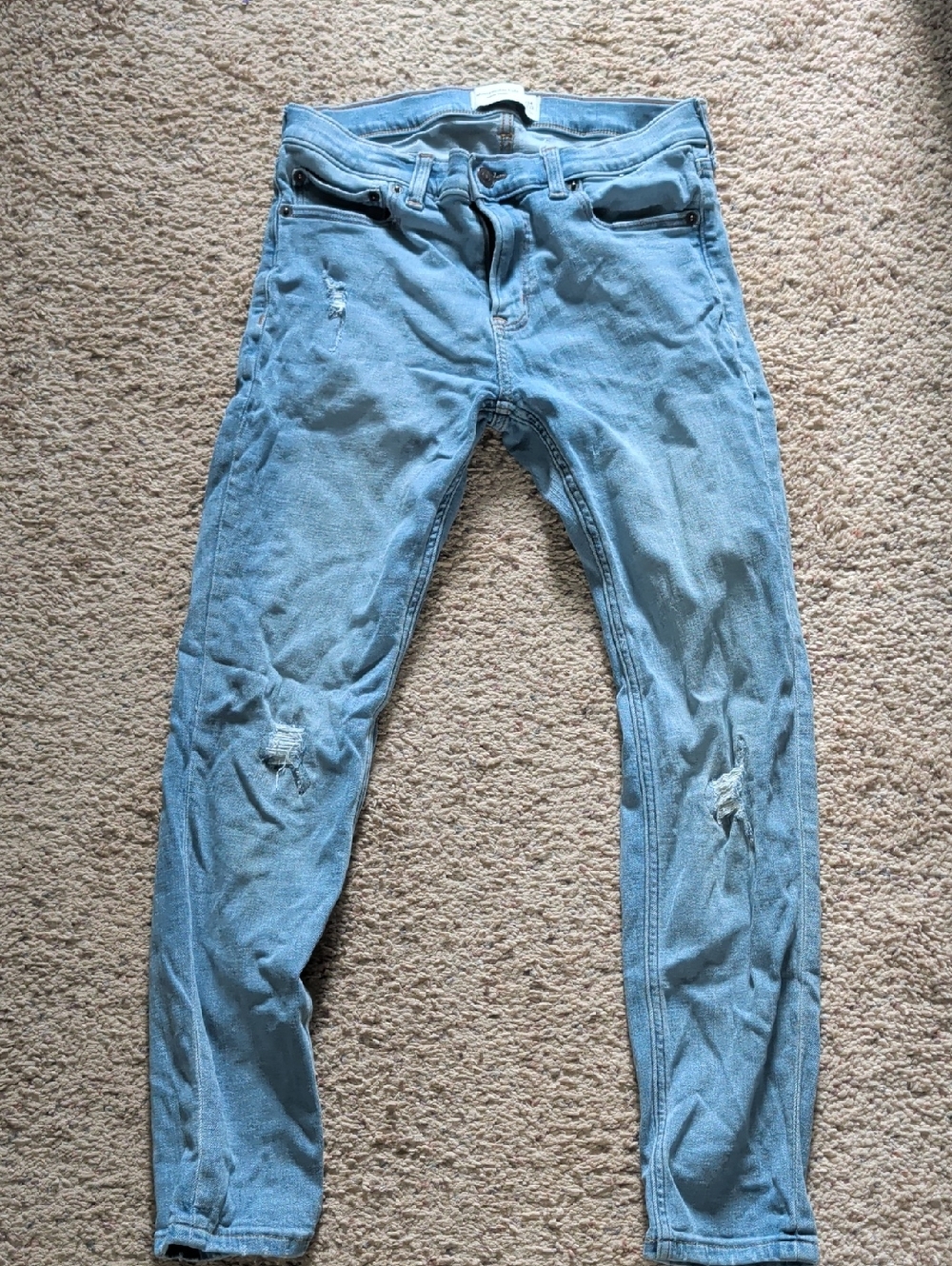 abercrombie kids Light Blue Skinny Ripped Jeans